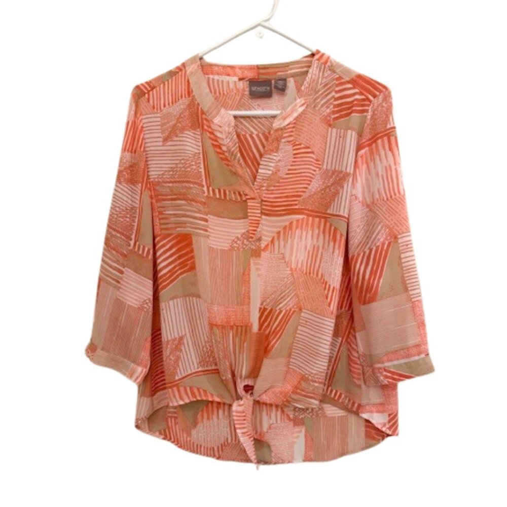 Chico's pink and peach tone three quarter length sleeve blouse.
